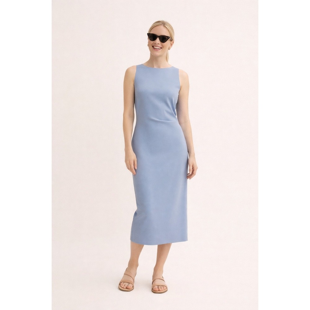 Commense Commense Blue Boat Neck Midi Dress Sleeveless‎ Minimalist Size M